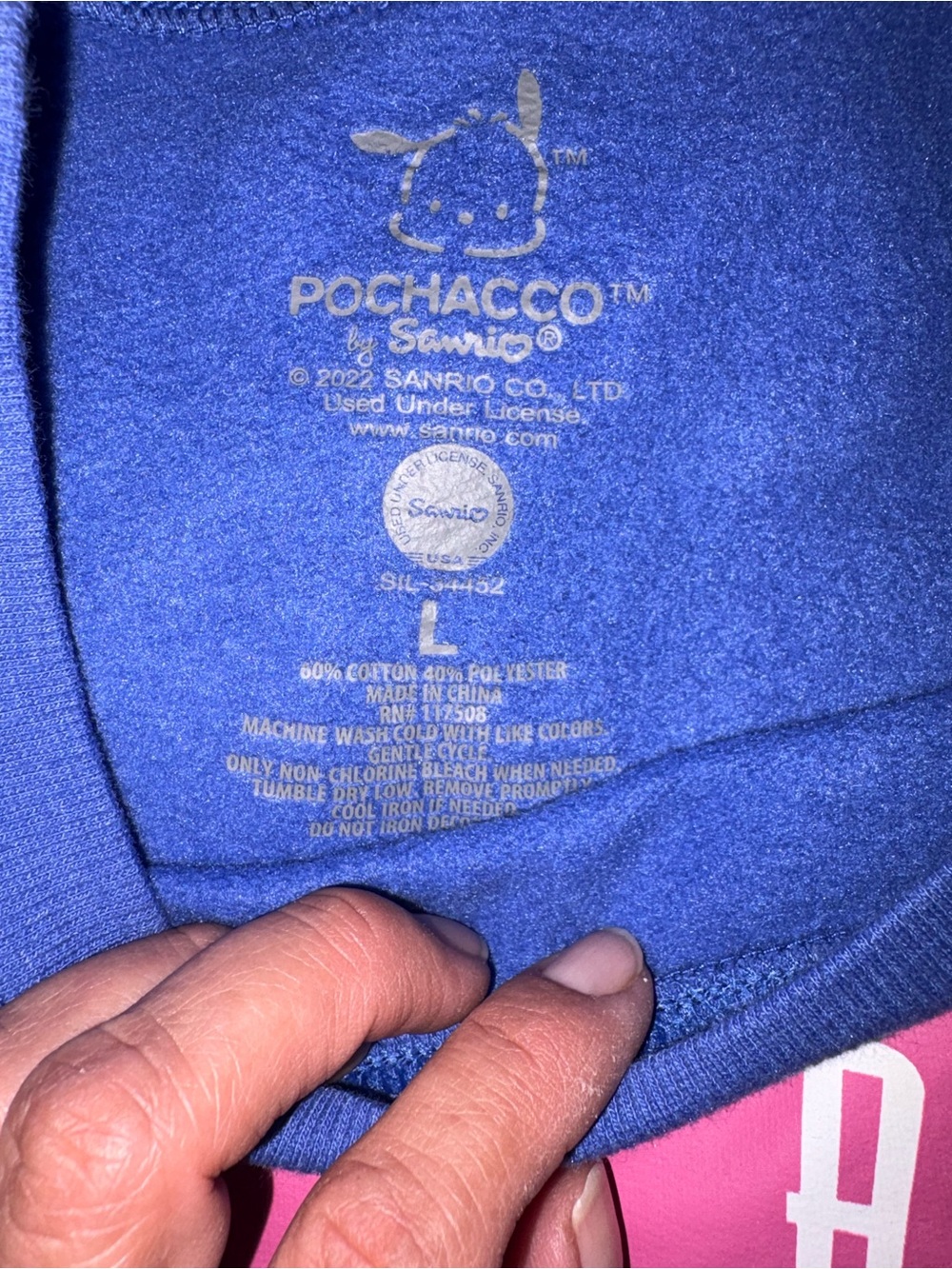 Sanrio Pochacco Crewneck Sweatshirt - Blue & Pink - Picture 2 of 2